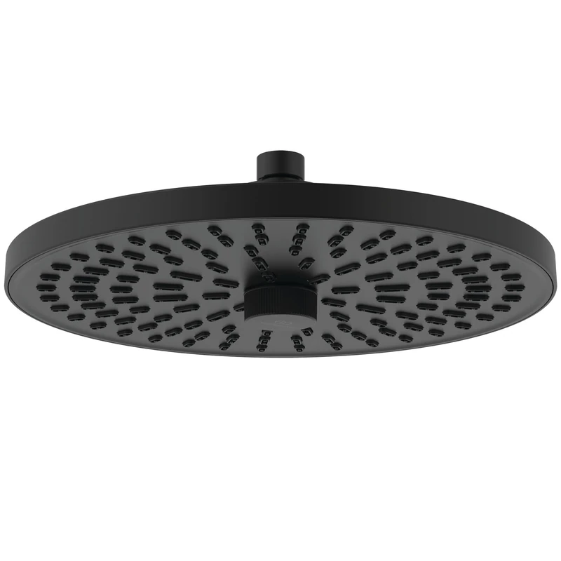 Ideal Standard Idealrain Alu+ Shower Head, with Two Spray Patterns via Rotary Diverter, Water-Saving ECO Shower Head with EasyClean nozzles, Round Design – Matt Black (260x260x82 mm) - Image 1
