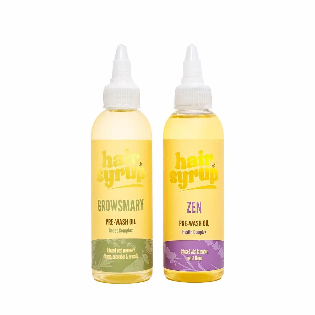 Hair Syrup | Pre-Wash Hair Oil Duo - Pause & Pamper Bundle | Growsmary & Zen | Nourish Your Scalp & Mind | Vegan | 100% Natural