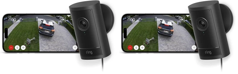 Ring Outdoor Camera Pro Plug-In (newest gen) | Security Camera | Retinal 4K, 10X Enhanced Zoom | DIY Install | 30-day free trial of Ring Subscription Plan | 2 Cameras, Black