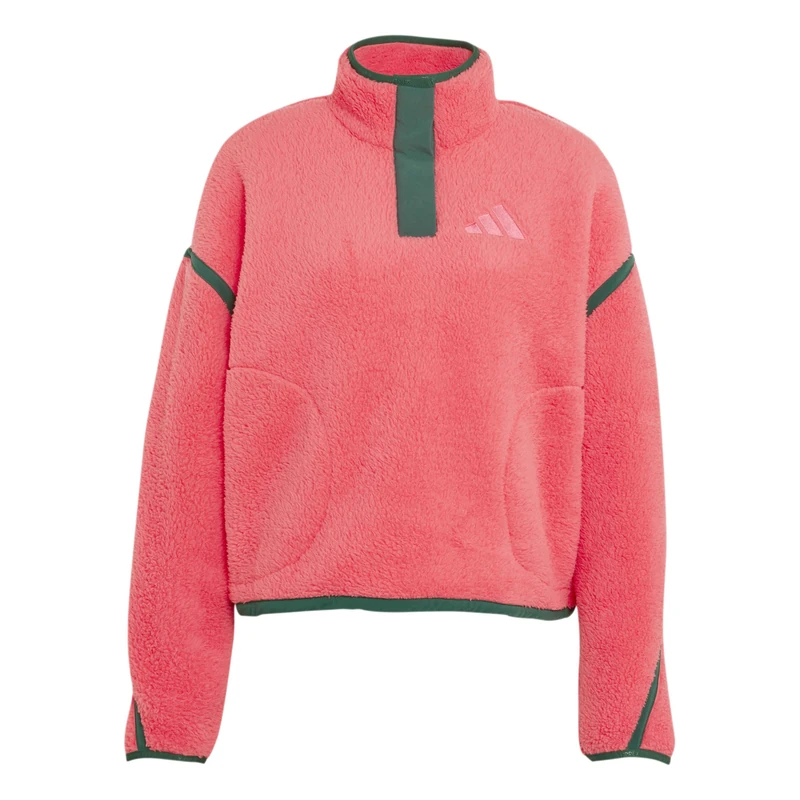 adidas Women's Terrex Multi High Pile Fleece Pullover Sweatshirt, Pure Turbo, L