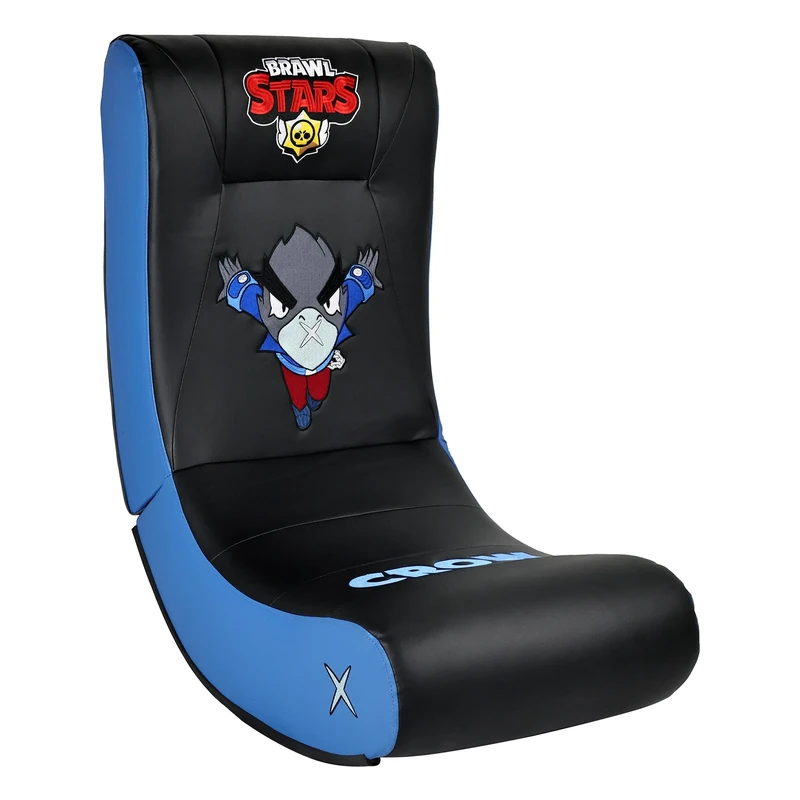 Subsonic - Brawl Stars Crow Gaming Rocking Chair - Officially Licensed ergonomic Rocking Chair - Black and Blue Faux Leather with Embroidery - Comfortable for the Living Room or Bedroom