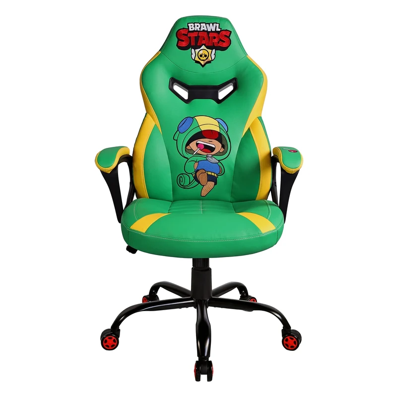 Subsonic - Gaming chair, Brawl Stars Leon office chair, children's gaming chair, comfortable rocking seat, integrated headrest and armrests, ergonomic backrest, adjustable height - Green
