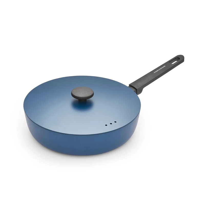 Morphy Richards Saute Pan, Forged Aluminium, 28cm, Non Stick Ceramic Coating, Soft Touch Handles, Oven Safe Up to 180c, Suitable for All Hobs, Blue, 852502