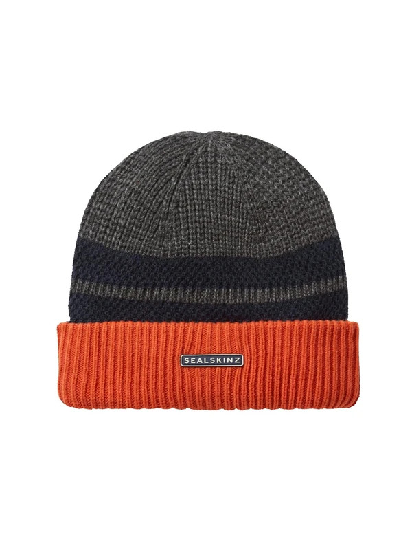 SEALSKINZ Waterproof Bittering | Cold Weather Textured Roll Cuff Beanie Grey Marl - Image 1