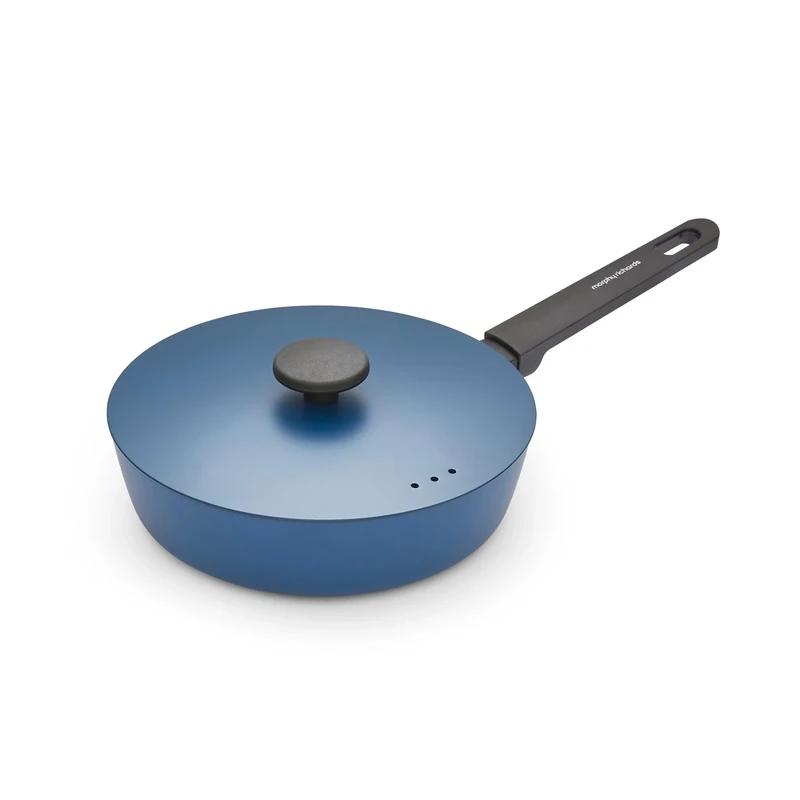 Morphy Richards Saute Pan, Forged Aluminium, 24cm, Non Stick Ceramic Coating, Soft Touch Handles, Oven Safe Up to 180c, Suitable for All Hobs, Blue, 852252