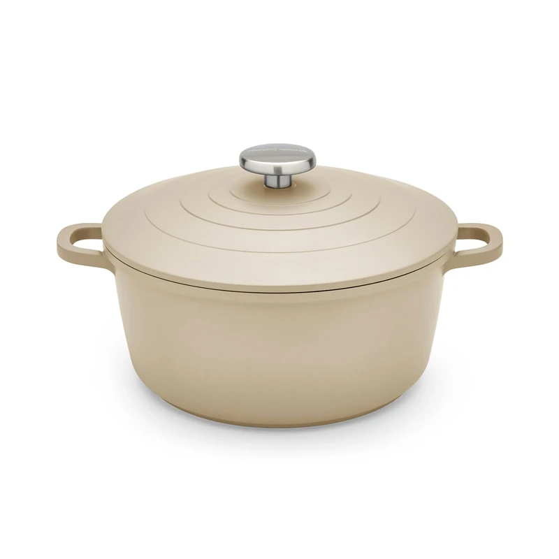 Morphy Richards Cast Aluminium Casserole, 24cm/4.1L, Non Stick Coating, Lightweight Design, Oven Safe, Self-Basting, Suitable for all Hobs, Cream, 851254
