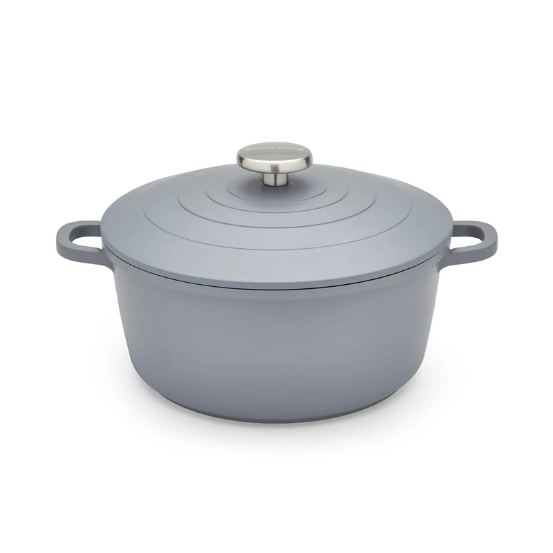Morphy Richards Cast Aluminium Casserole, 24cm/4.1L, Non Stick Coating, Lightweight Design, Oven Safe, Self-Basting, Suitable for all Hobs, Grey, 851253