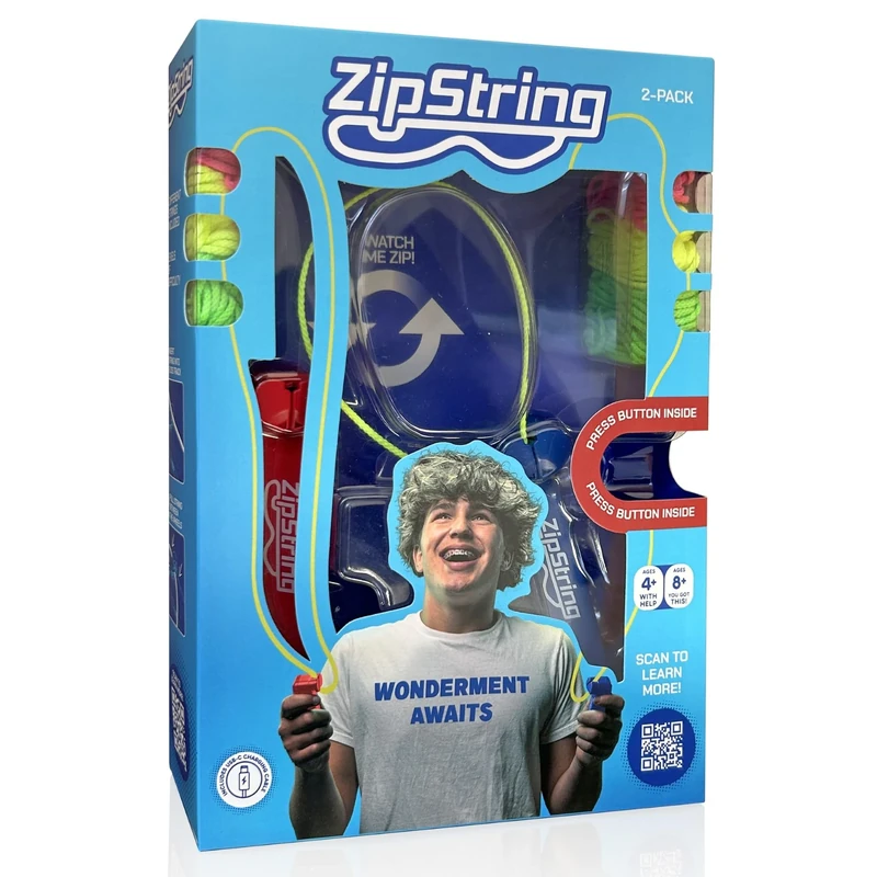 ZipString - Twin Pack - Handheld Loop String Toy with Interchangeable Strings, USB‑C Rechargeable, Pocket-Friendly Fun - For 8+ Years - Cool Gadgets, Fidget Toys
