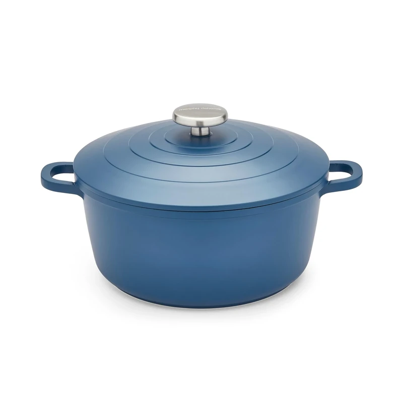 Morphy Richards Cast Aluminium Casserole, 24cm/4.1L, Non Stick Coating, Lightweight Design, Oven Safe, Self-Basting, Suitable for all Hobs, Blue, 851252