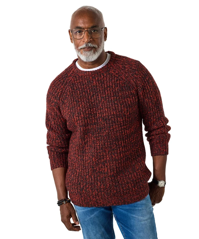 Joe Browns Men's Chunky Rib Reel Knit Crew Jumper Sweater, Red, L