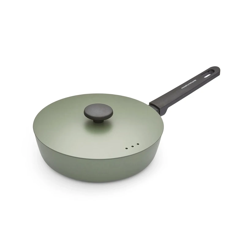 Morphy Richards Saute Pan, Forged Aluminium, 24cm, Non Stick Ceramic Coating, Soft Touch Handles, Oven Safe Up to 180c, Suitable for All Hobs, Green, 852251