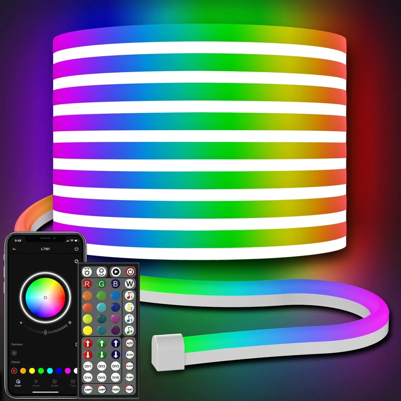 AILBTON Led Neon Rope Lights 18m Flexible Led Rope Lights,Control with App/Remote,Multiple Modes,RGB Neon Music Sync Gaming Strip for Bedroom Indoor