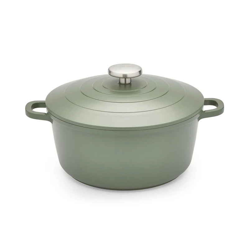 Morphy Richards Cast Aluminium Casserole, 24cm/4.1L, Non Stick Coating, Lightweight Design, Oven Safe, Self-Basting, Suitable for all Hobs, Green, 851251