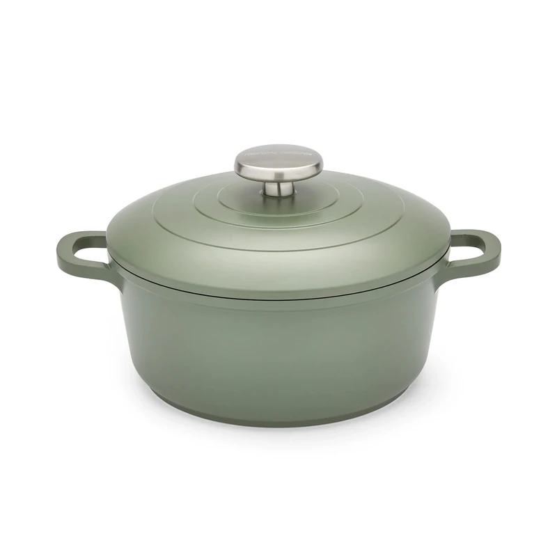 Morphy Richards Cast Aluminium Casserole, 20cm/2.3L, Non Stick Coating, Lightweight Design, Oven Safe, Self-Basting, Suitable for all Hobs, Green, 851000
