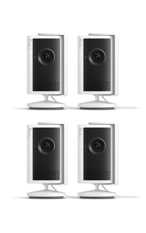 Ring Indoor Camera Plus (newest gen)| Plug-In Security Camera | Retinal 2K, 4x Enhanced Zoom, Low-Light Sight, Manual Lens Cover | 30-day free trial of Ring Subscription Plan | 4 cameras