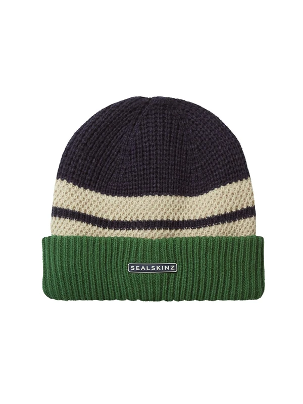 SEALSKINZ Waterproof Bittering | Cold Weather Textured Roll Cuff Beanie Navy
