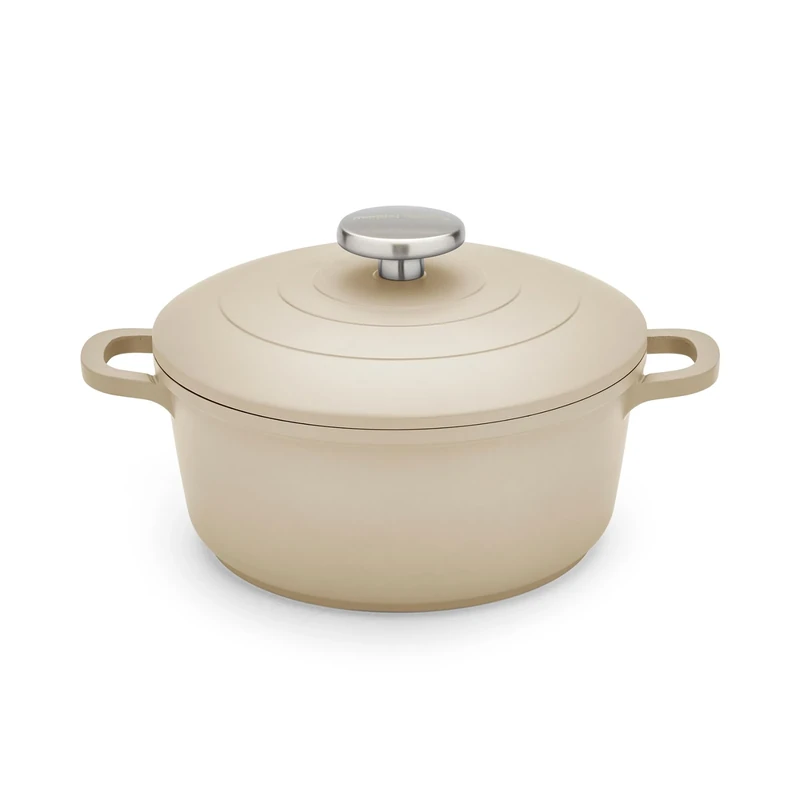 Morphy Richards Cast Aluminium Casserole, 20cm/2.3L, Non Stick Coating, Lightweight Design, Oven Safe, Self-Basting, Suitable for all Hobs, Cream, 851003