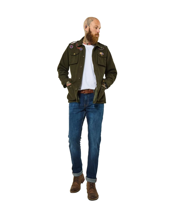 Joe Browns Men's Badged Military Style Jacket, Khaki, XXL