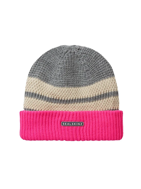 SEALSKINZ Waterproof Bittering | Cold Weather Textured Roll Cuff Beanie Pink