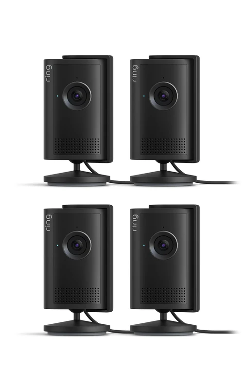 Ring Indoor Camera Plus (newest gen)| Plug-In Security Camera | Retinal 2K, 4x Enhanced Zoom, Low-Light Sight, Manual Lens Cover | 30-day free trial of Ring Subscription Plan | 4 cameras