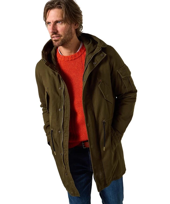 Joe Browns Men's Quilted Lined Parka Jacket, Khaki, XL