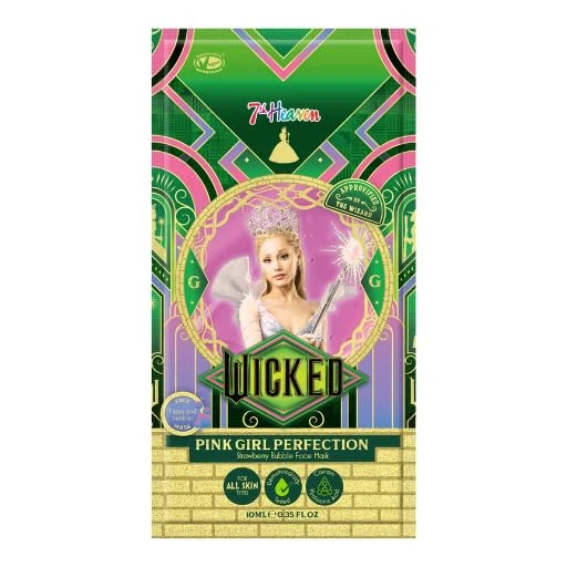 7th Heaven Wicked Bubble Face Mask (Glinda Strawberry) Peel Off Face Mask with Hyaluronic Acid, Vegan - Genuine 7th Heaven Face Masks Skincare & Wicked Merchandise