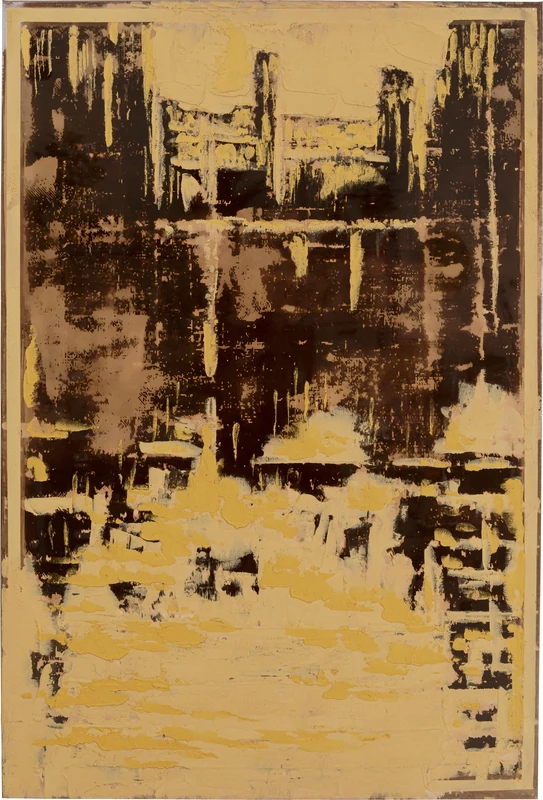 Kare Design Framed Picture Golden Hour, Gold, Rectangular, Abstract Wall Art, Modern Design, Decorative Home Accessories for Living Room, Bedroom, 80x120cm (HxW)