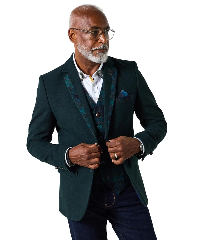 Joe Browns Men's Stylish Check Trim Blazer, Green, 44