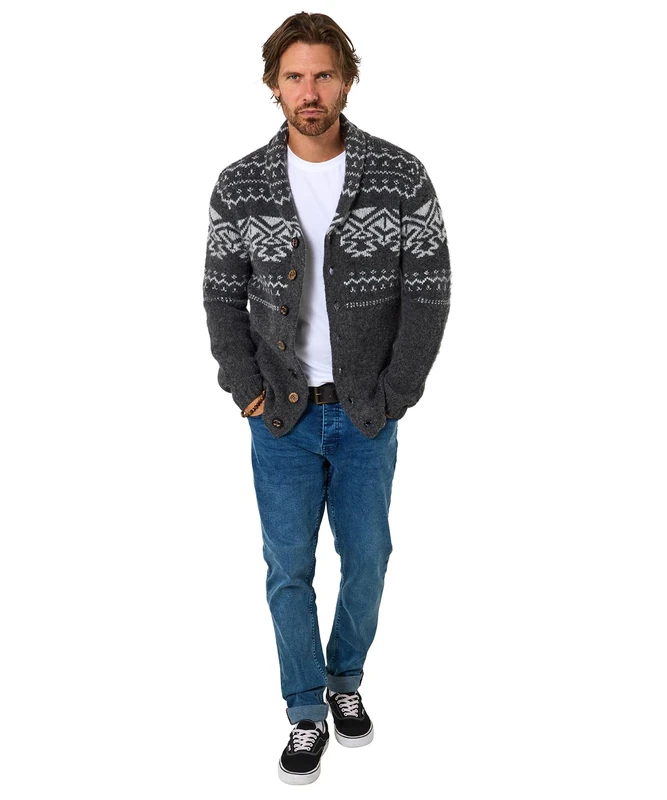 Joe Browns Men's Stylish Button-Up Cosy Knit Cardigan Sweater, Grey, S