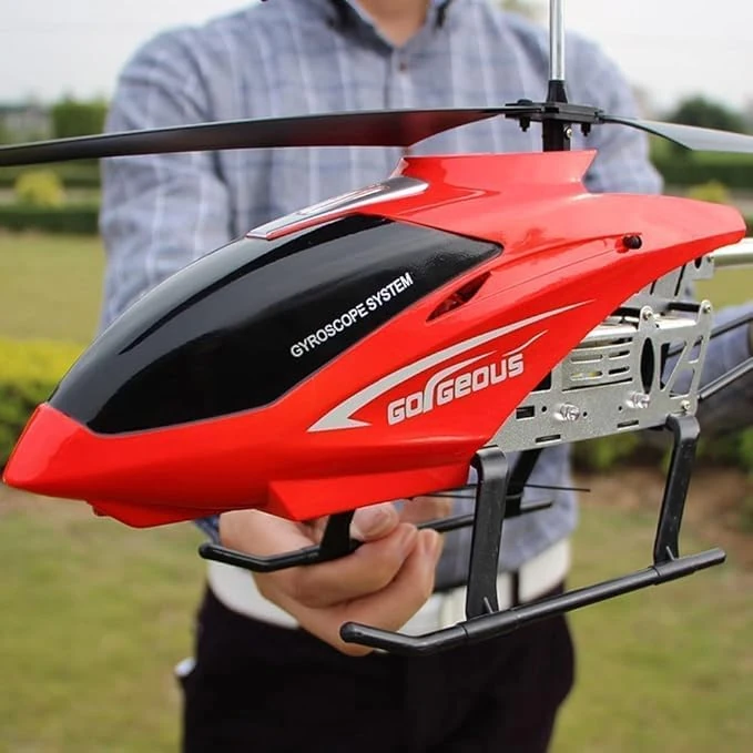 Large 75CM RC Helicopter, 3.5 Channel Remote Control with LED Lights and Alloy Lights, for Beginners Kids and Adults, Electric Airplane Toy for Outdoor Flight Gifts