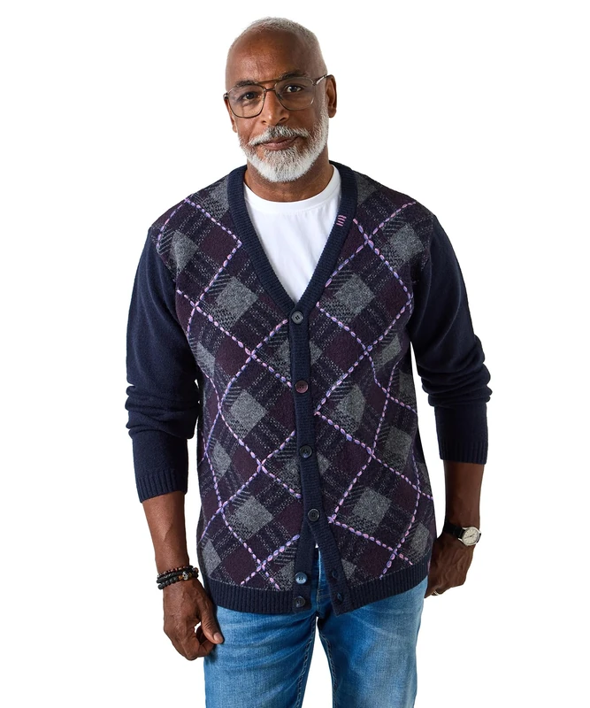 Joe Browns Mens Stylish Long Sleeve V-Neck Cardigan Regular Navy UK L