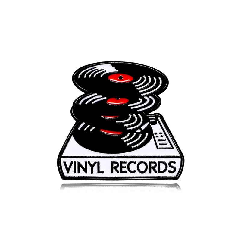 Music Pins Vinyl Record Player Pin Retro Disk Enamel Brooch Pins Music Jewelry Gift