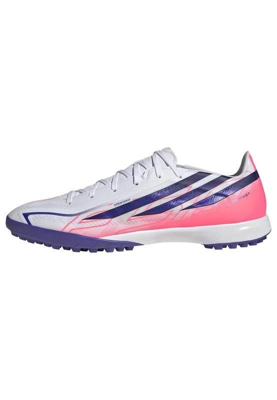adidas Unisex F50 Hyperfast League Turf Football Shoes, FTWR White/Solar Purple/Solar Turbo, 8.5 UK