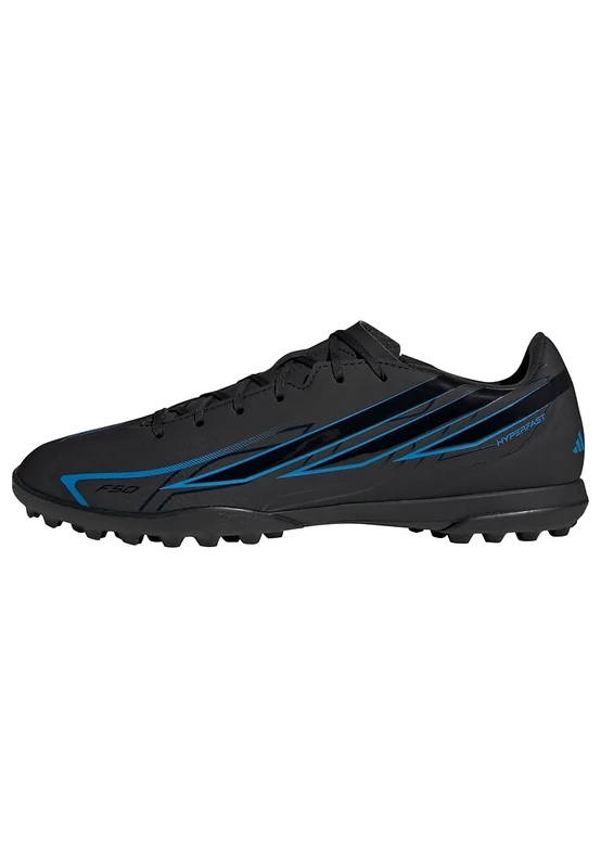 adidas Unisex F50 Hyperfast Club Turf Football Shoes, core Black/core Black/Lucid Ray Blue, 5.5 UK