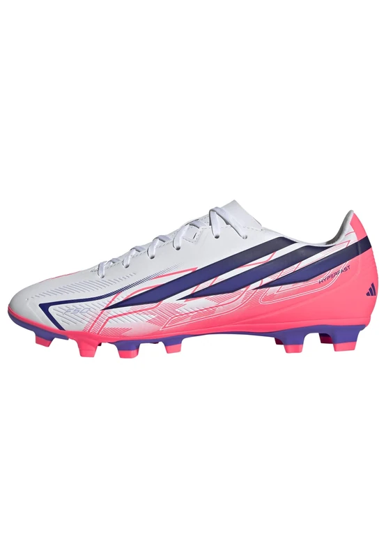 adidas Unisex F50 Hyperfast Club Firm Ground/Multi Ground Football Boots Shoes, FTWR White/Solar Purple/Solar Turbo, 8 UK