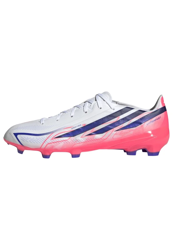 adidas Unisex F50 Hyperfast League Firm Ground Football Boots Shoes, FTWR White/Solar Purple/Solar Turbo, 5.5 UK