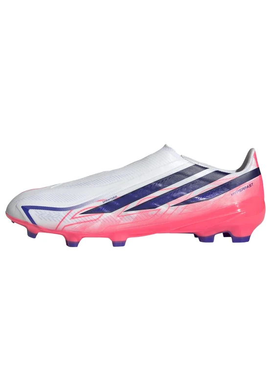 adidas Unisex F50 Hyperfast League Laceless Firm Ground Football Boots Shoes, FTWR White/Solar Purple/Solar Turbo, 7 UK