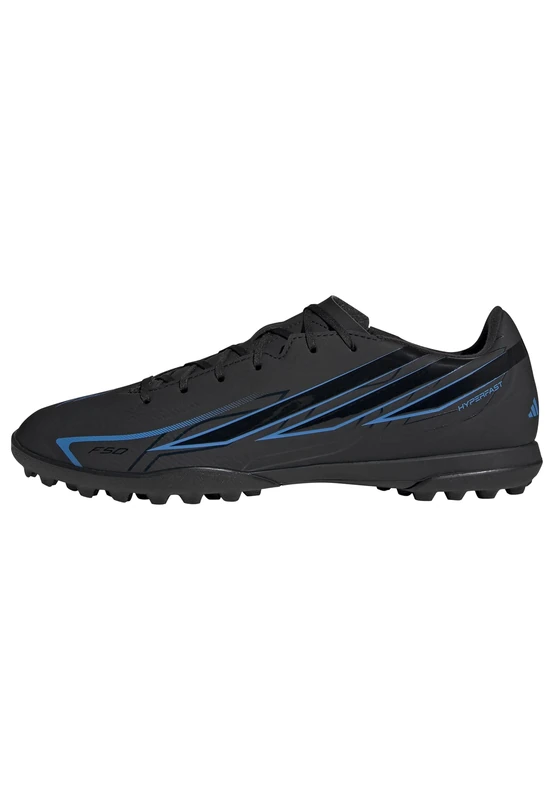 adidas Unisex F50 Hyperfast Club Turf Football Shoes, core Black/core Black/Lucid Ray Blue, 13 UK