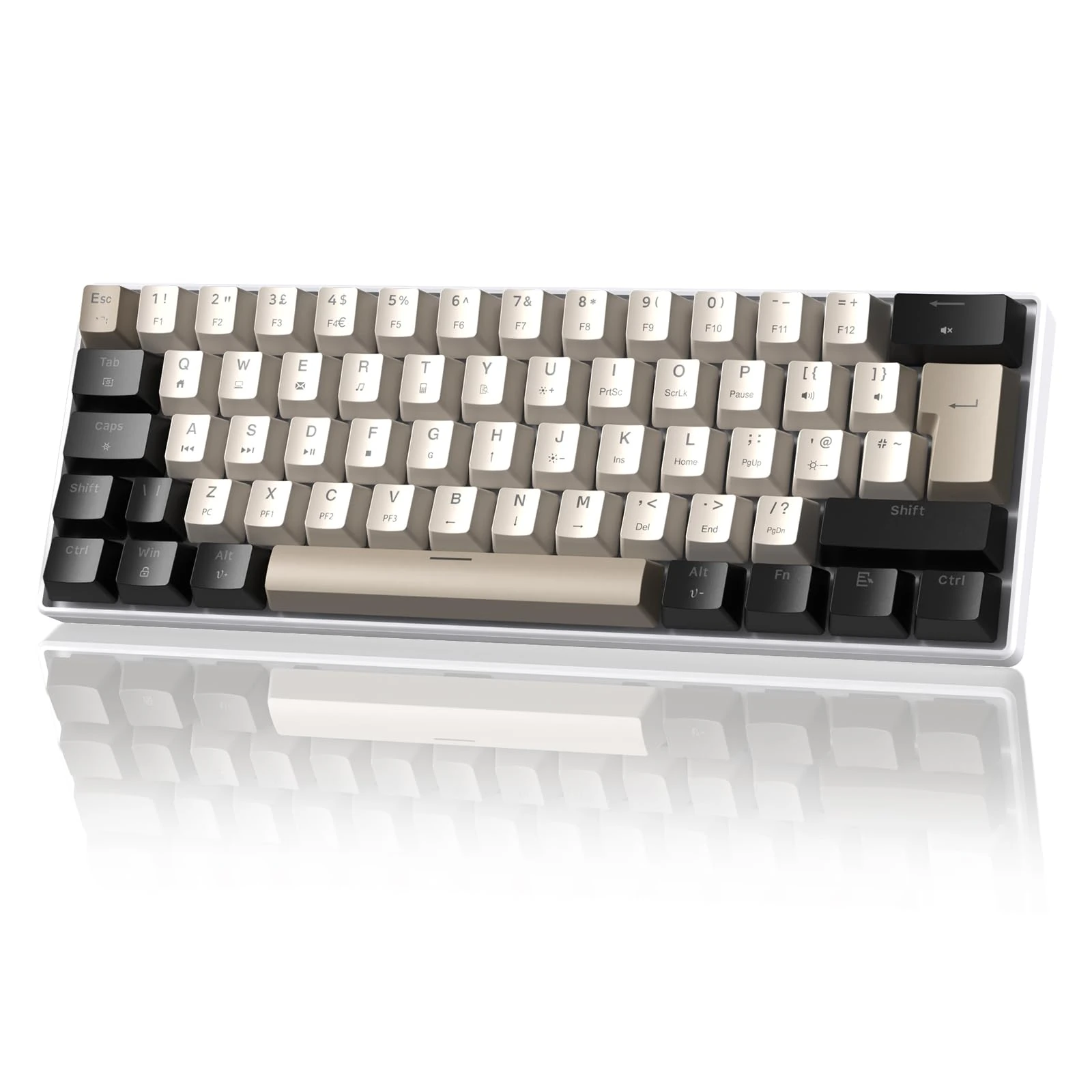 MAGIC-REFINER MK21 60% USB-C Wired Mechanical Gaming Keyboard UK Layout, Linear Red Switches, Hot Swappable, Ultra-Compact 62 Keys, RGB Backlight, PBT Keycap, for Gamer, Office, Typists, Starry White