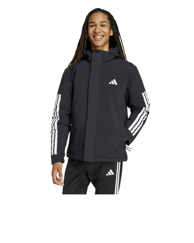 adidas Men's Climawarm 3 Stripes Insulated Hooded S Coat, black, M