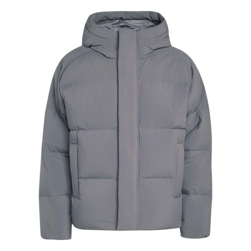 adidas Men's Helionic Down Puffer Hooded Coat, grey five, M