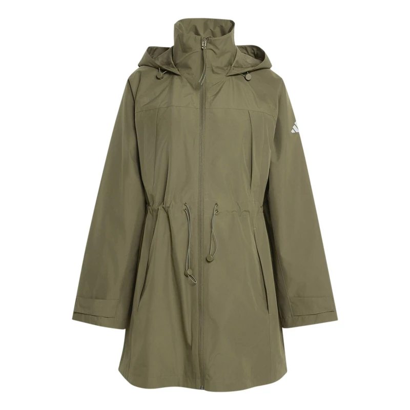 adidas Women's City Rain Parka Coat, olive strata, M