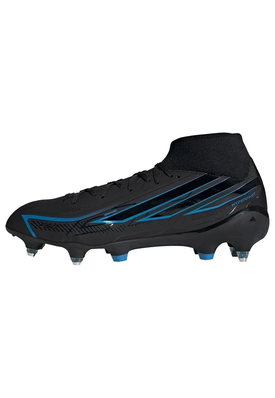 adidas Unisex F50 Hyperfast League Mid Soft Ground Football Boots Shoes, core Black/core Black/Lucid Ray Blue, 10.5 UK