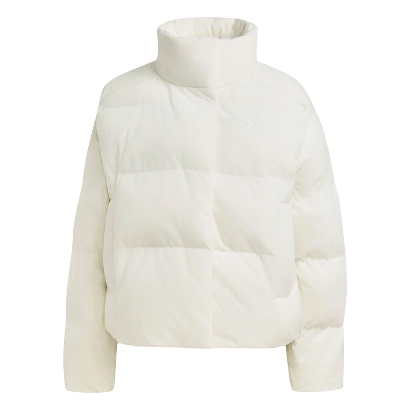 adidas Women's Helionic Down Puffer Velour Coat, off white, M