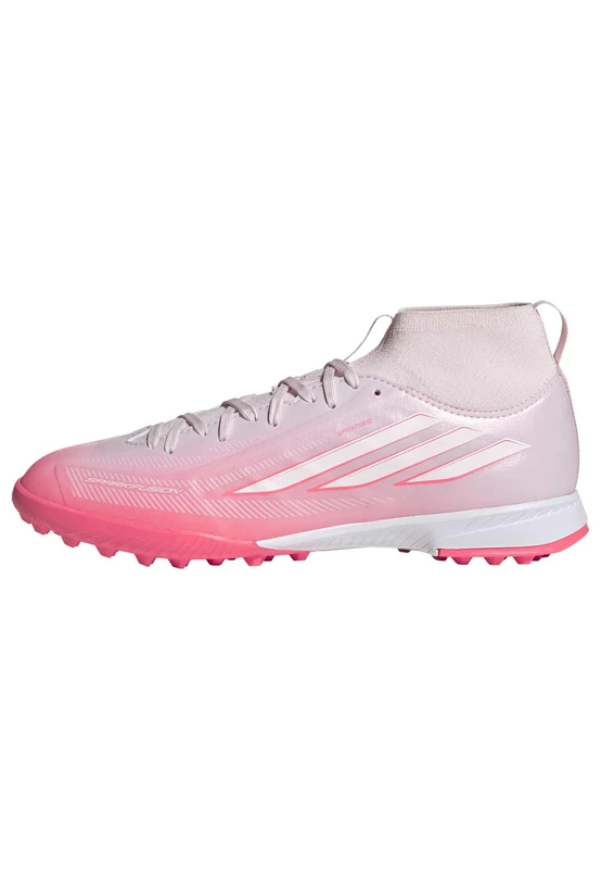 adidas Unisex Kids F50 Sparkfusion League Mid Cut Turf Football Kids Shoes, Solar Turbo/FTWR White/Distilled Pink, 4 UK