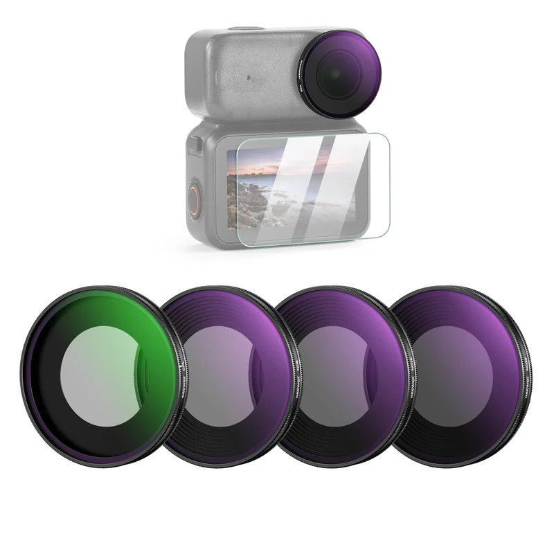 NEEWER ND Filter Set Compatible with DJI Osmo Nano (ND8/16/32/CPL), Screw On Action Camera Lens Neutral Density Filter Multicoated Optical Glass Accessories with Screen Protector, 4 Packs