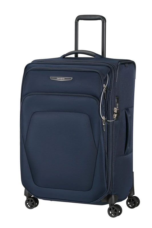 Samsonite Spark SNG Eco - Softside Luggage 67 cm Medium - Trolley Suitcase with 4 Wheels, TSA Lock, Lightweight & Expandable - Blue (Midnight Blue)