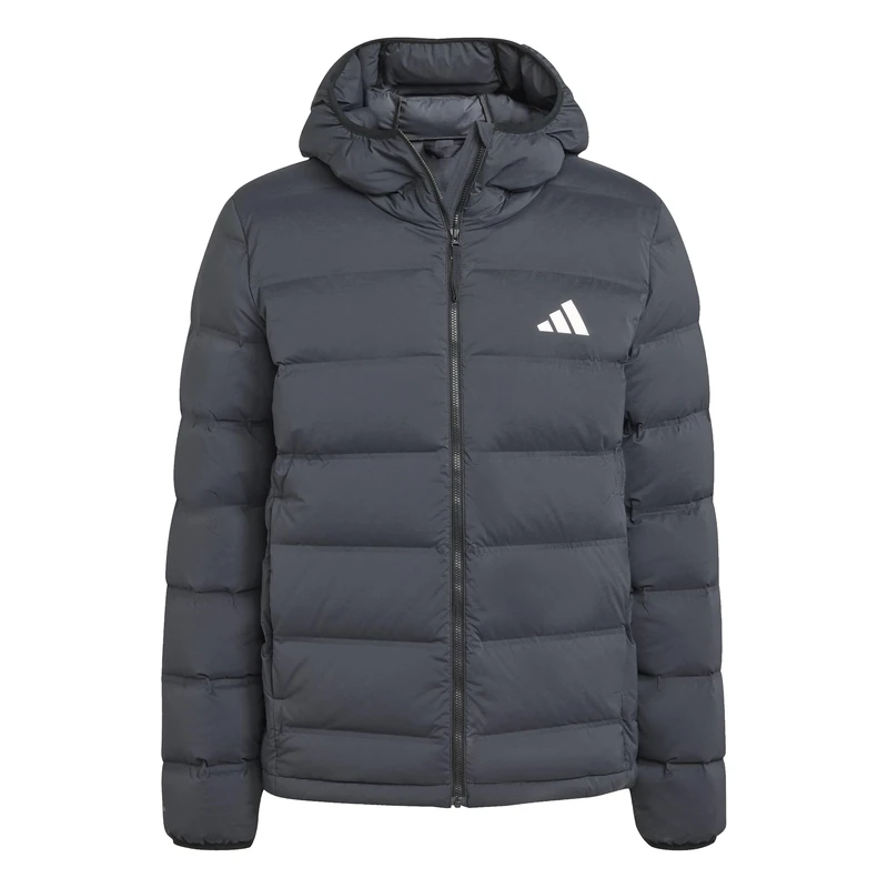 adidas Men's Helionic Climawarm Stretch Hooded Down Coat, black, M