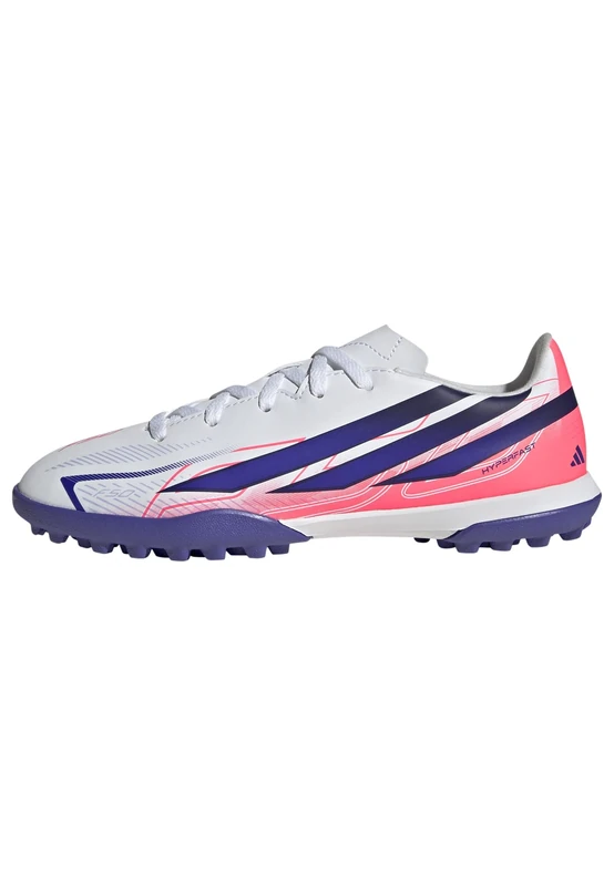 adidas Unisex Kids F50 Hyperfast Club Turf Football Boots Kids Shoes, FTWR White/Solar Purple/Solar Turbo, 3 UK
