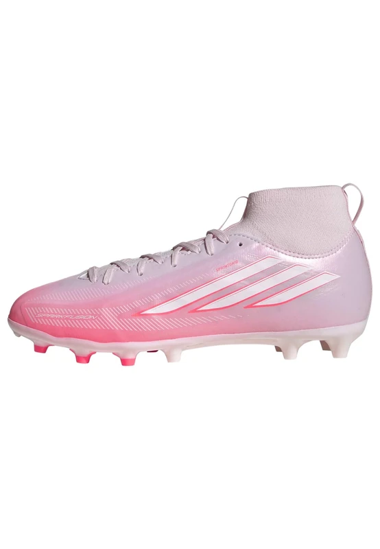 adidas Unisex Kids F50 Sparkfusion League Mid Cut Firm Ground/Artificial Ground Football Boots Kids Shoes, Solar Turbo/FTWR White/Distilled Pink, 5 UK